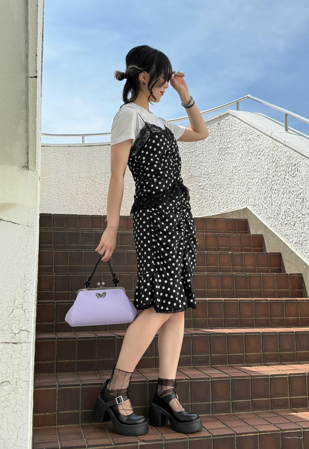 POLKA DOT RUCHED LACE