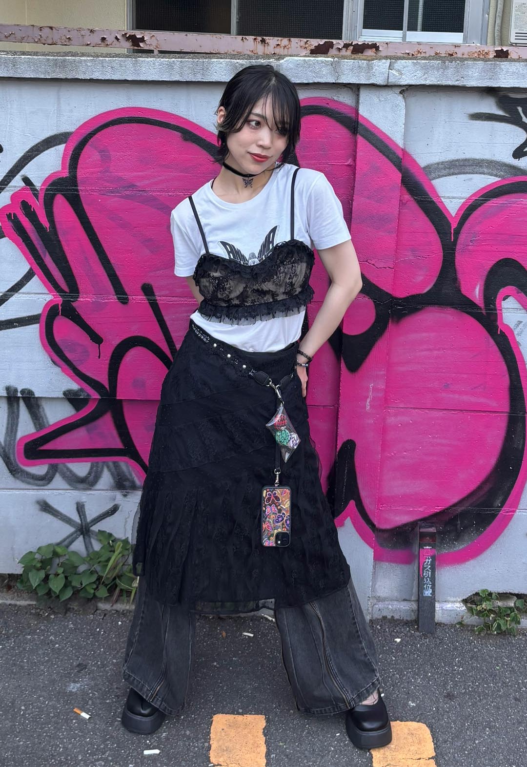 BLACK LACE COMBO SKIRT