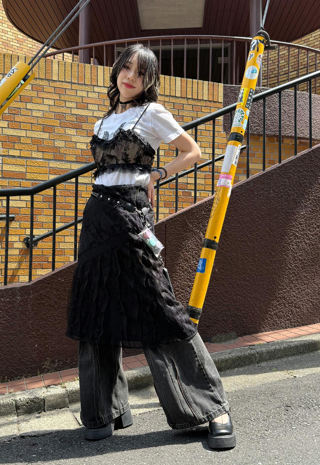 BLACK LACE COMBO SKIRT