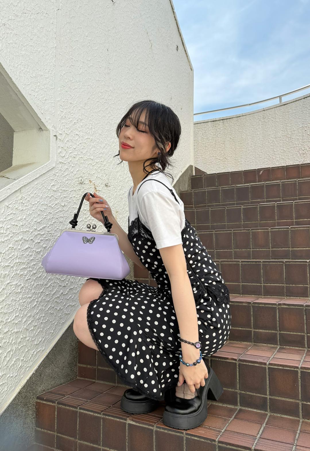 POLKA DOT RUCHED SKIRT