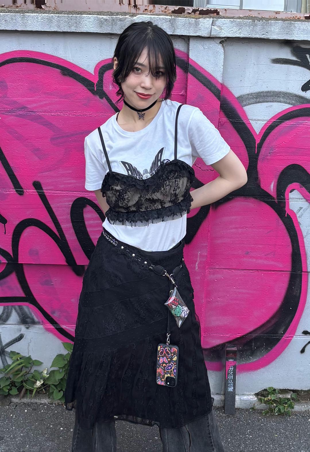 BLACK LACE COMBO SKIRT