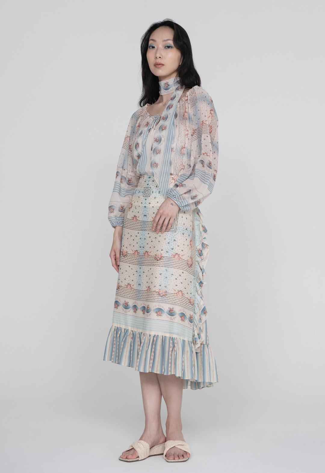 HERITAGE SCARF PRINT CHIFFON BLOUSE