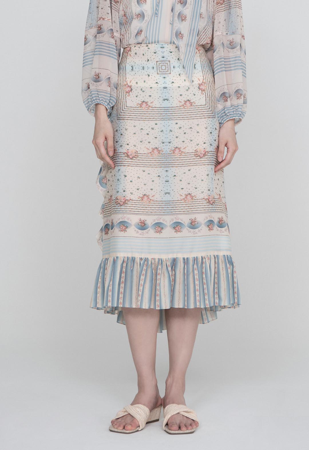 HERITAGE SCARF PRINT COTTON SKIRT