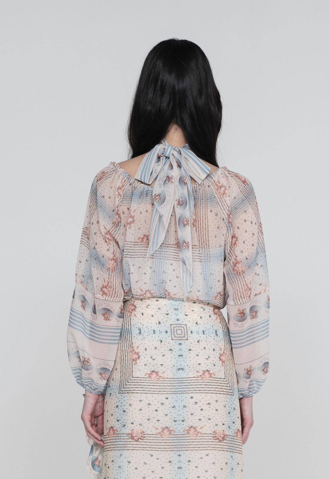 HERITAGE SCARF PRINT CHIFFON BLOUSE