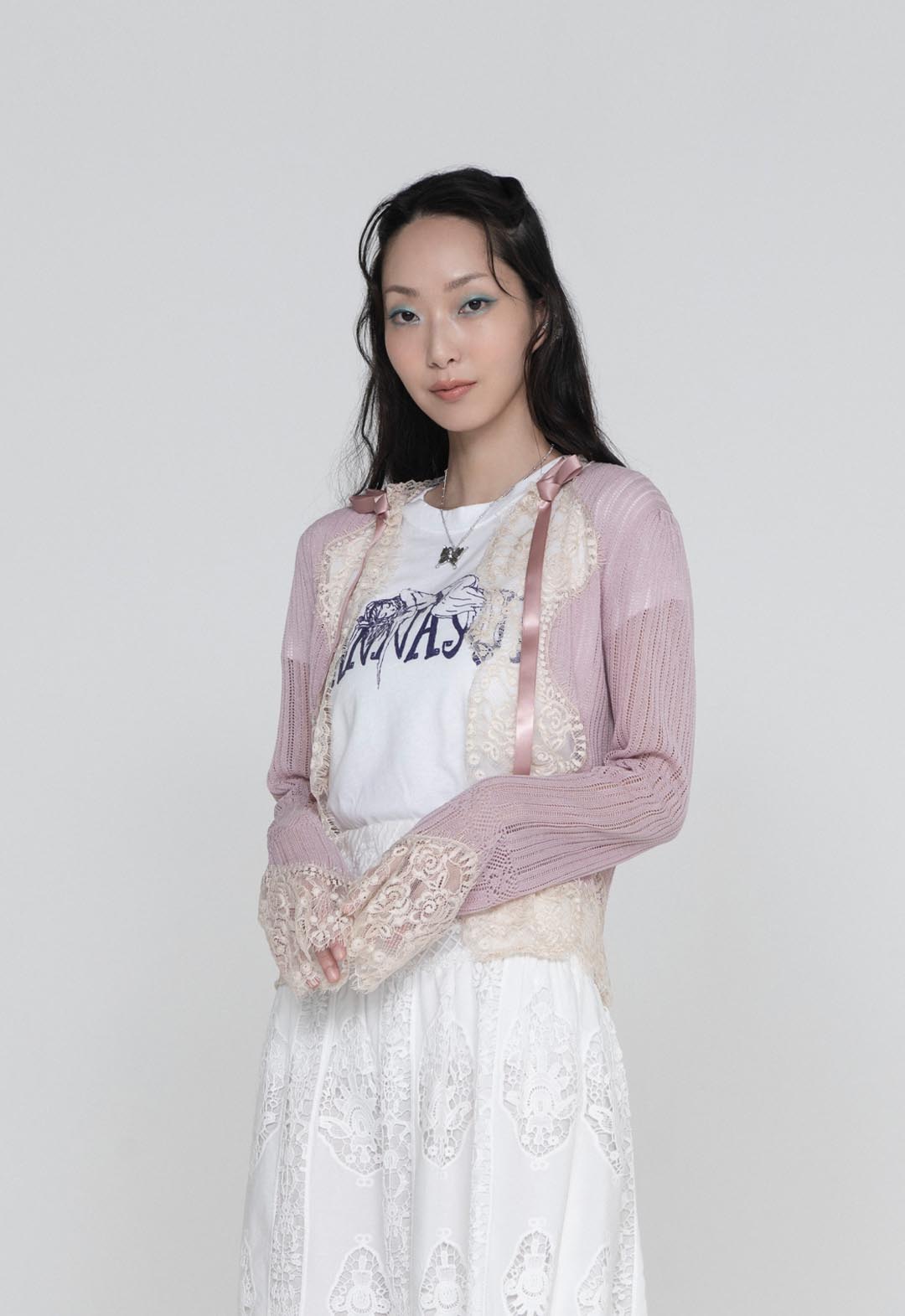 LINGERIE LACE KNIT CARDIGAN