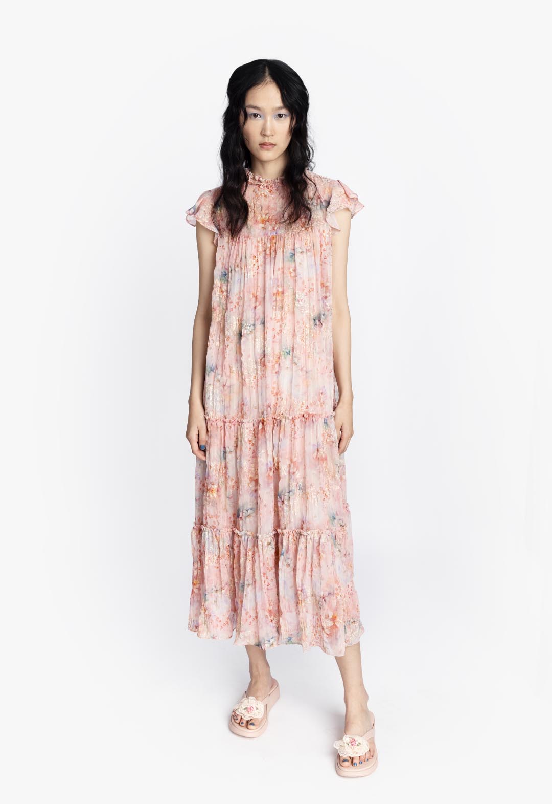 OASIS BLOOMS TIERED MAXI DRESS