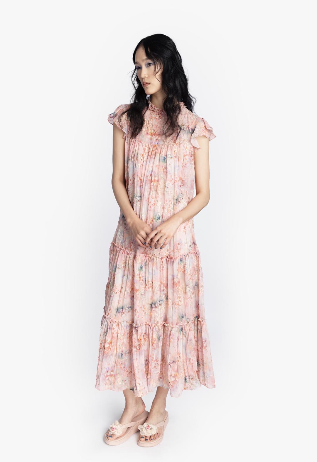 OASIS BLOOMS TIERED MAXI DRESS
