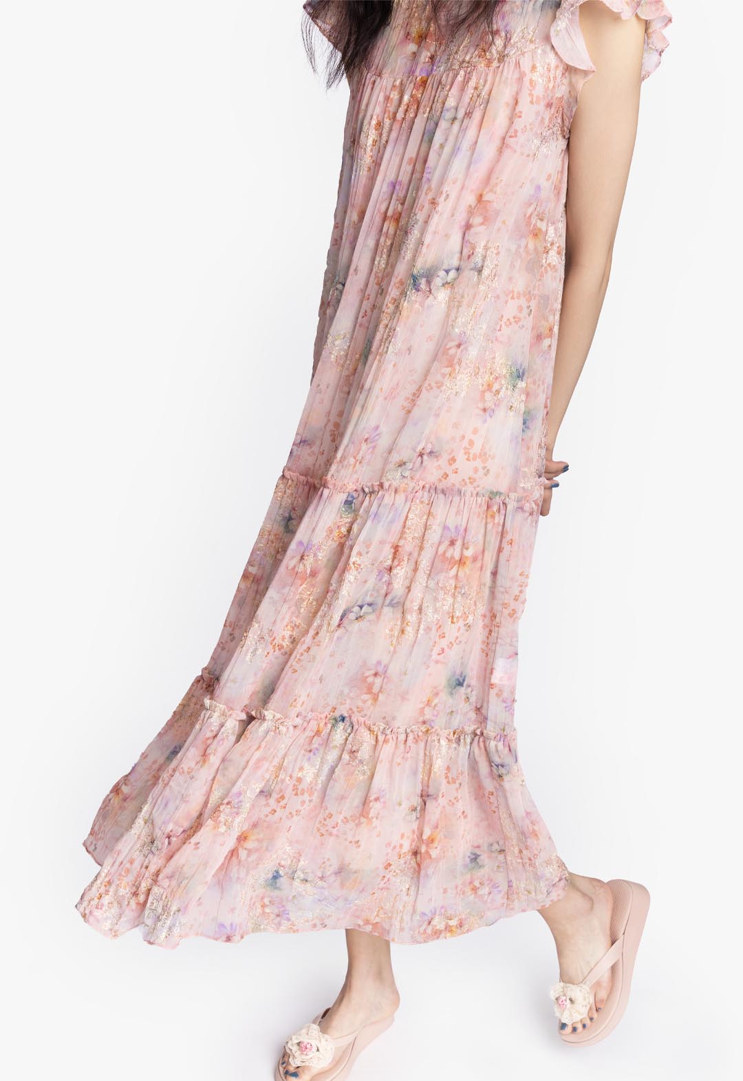 OASIS BLOOMS TIERED MAXI DRESS