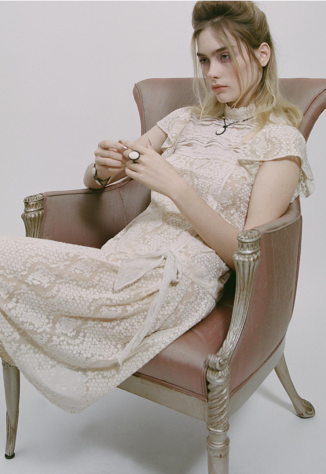 VICTORIAN LACE COMBO DROP WAIST DRESS