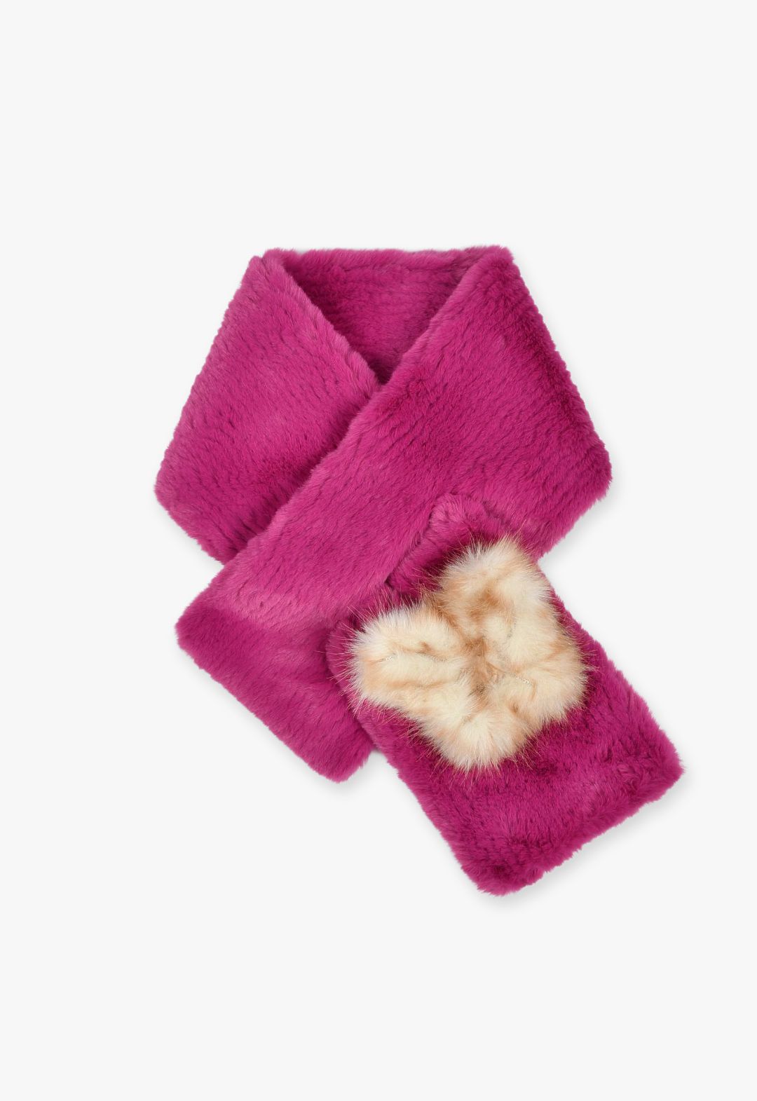 Butterfly motif eco-fur insert scarf