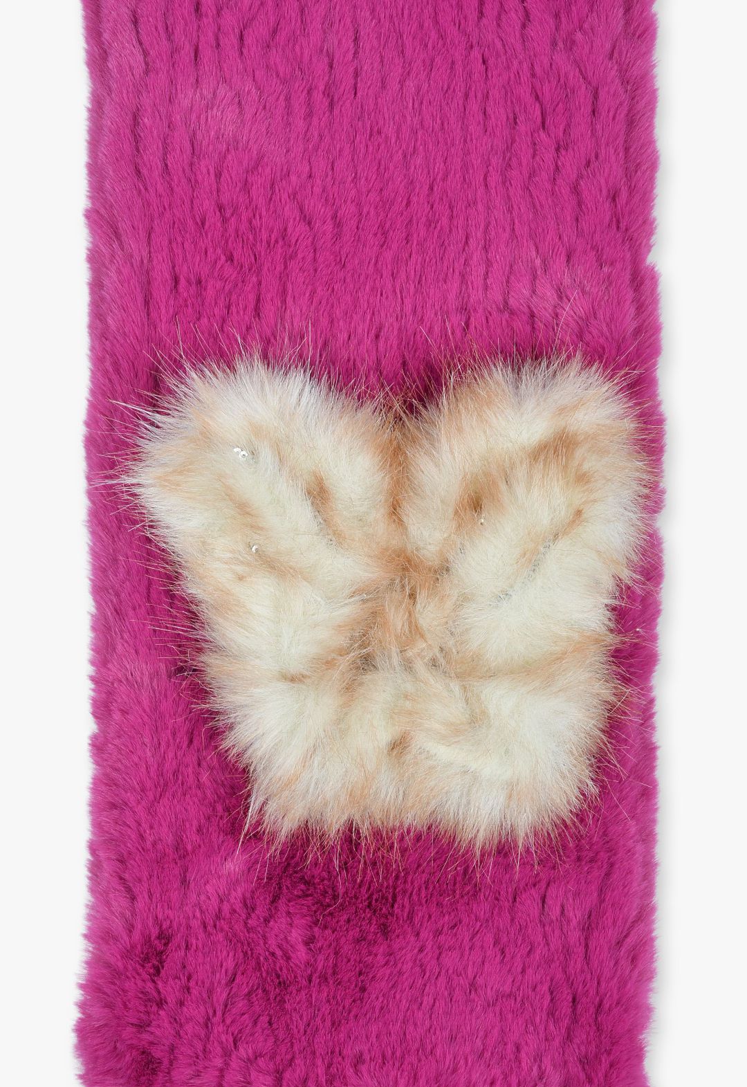 Butterfly motif eco-fur insert scarf