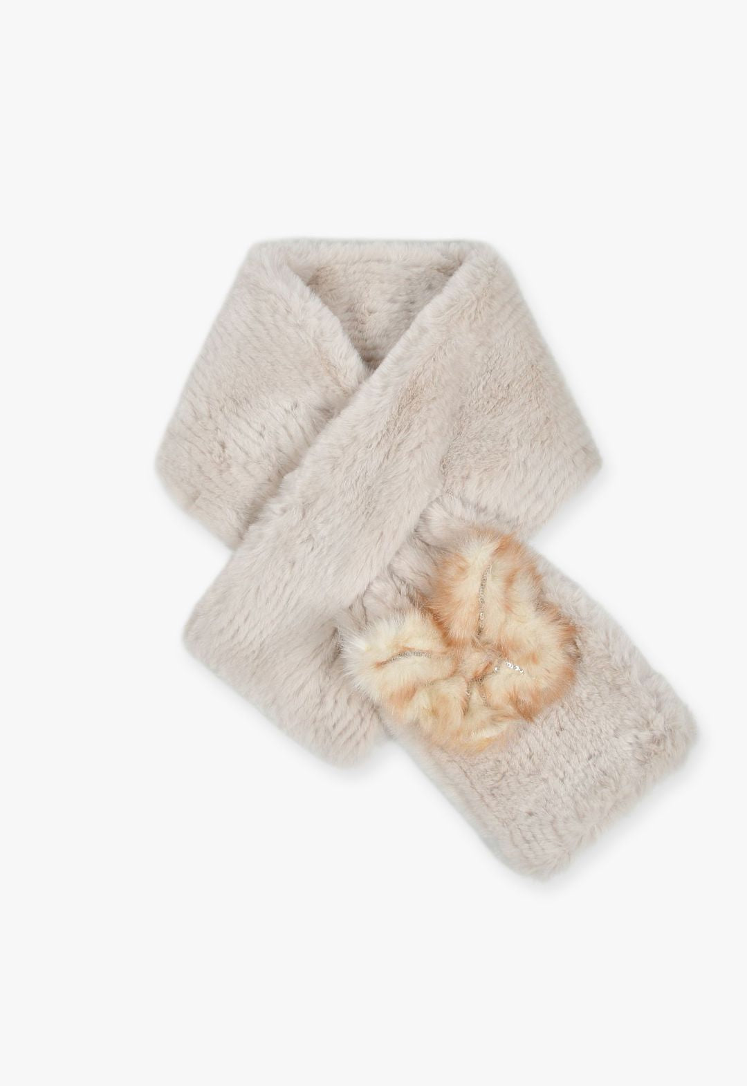 Butterfly motif eco-fur insert scarf