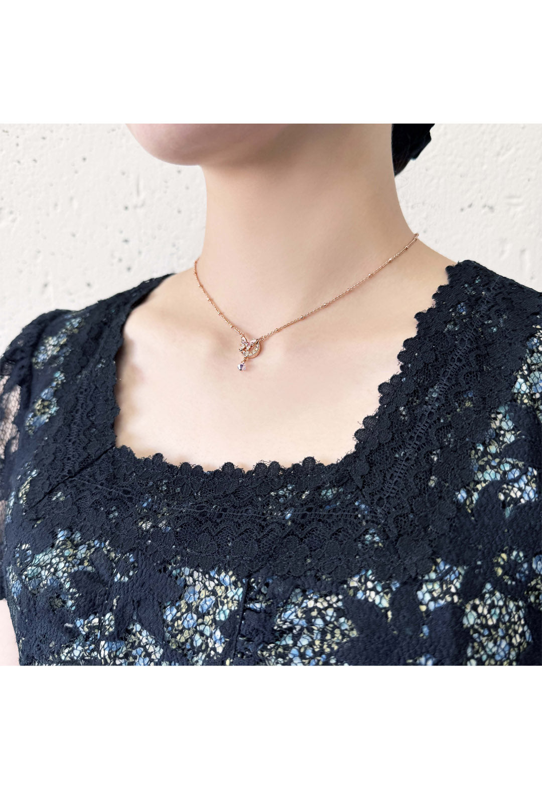 Butterfly Crescent Motif Necklace