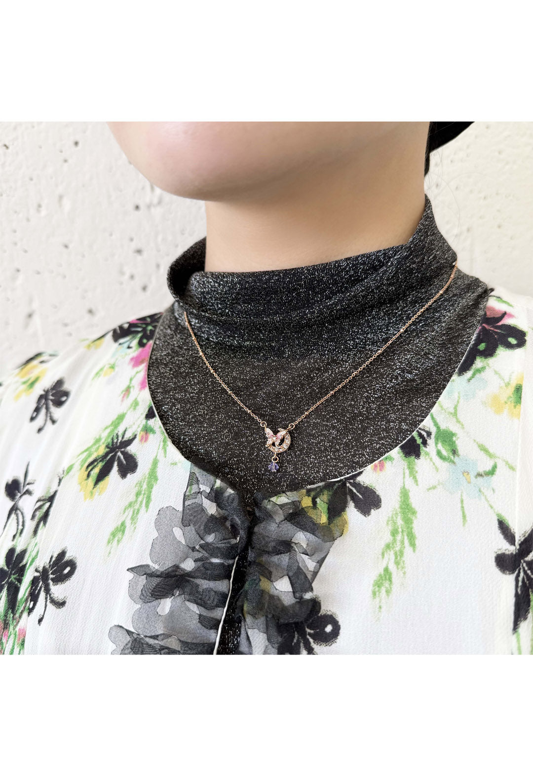 Butterfly Crescent Motif Necklace