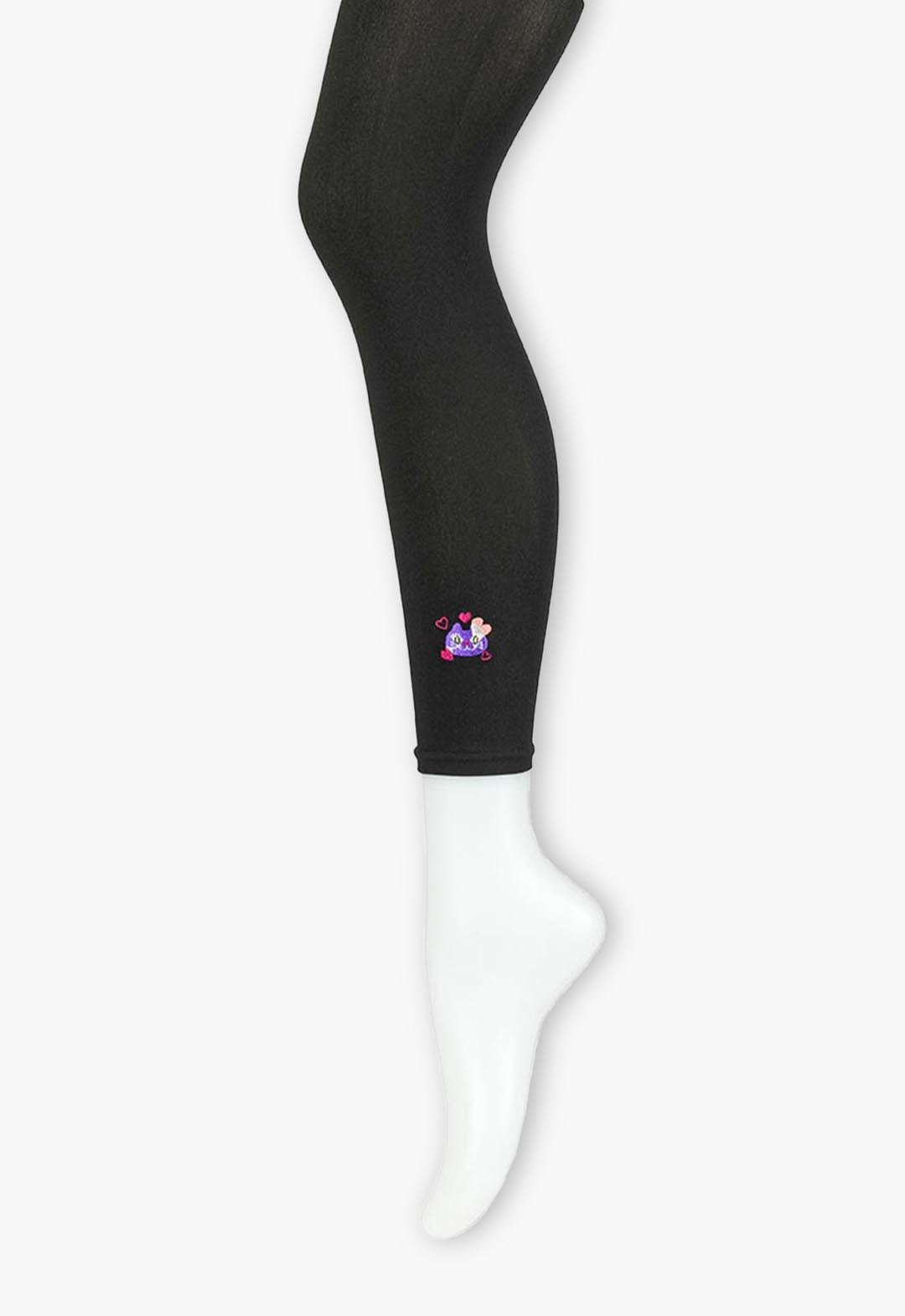 Faux color embroidered tights