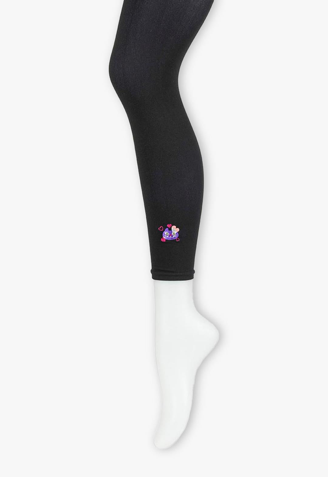 Faux color embroidered tights