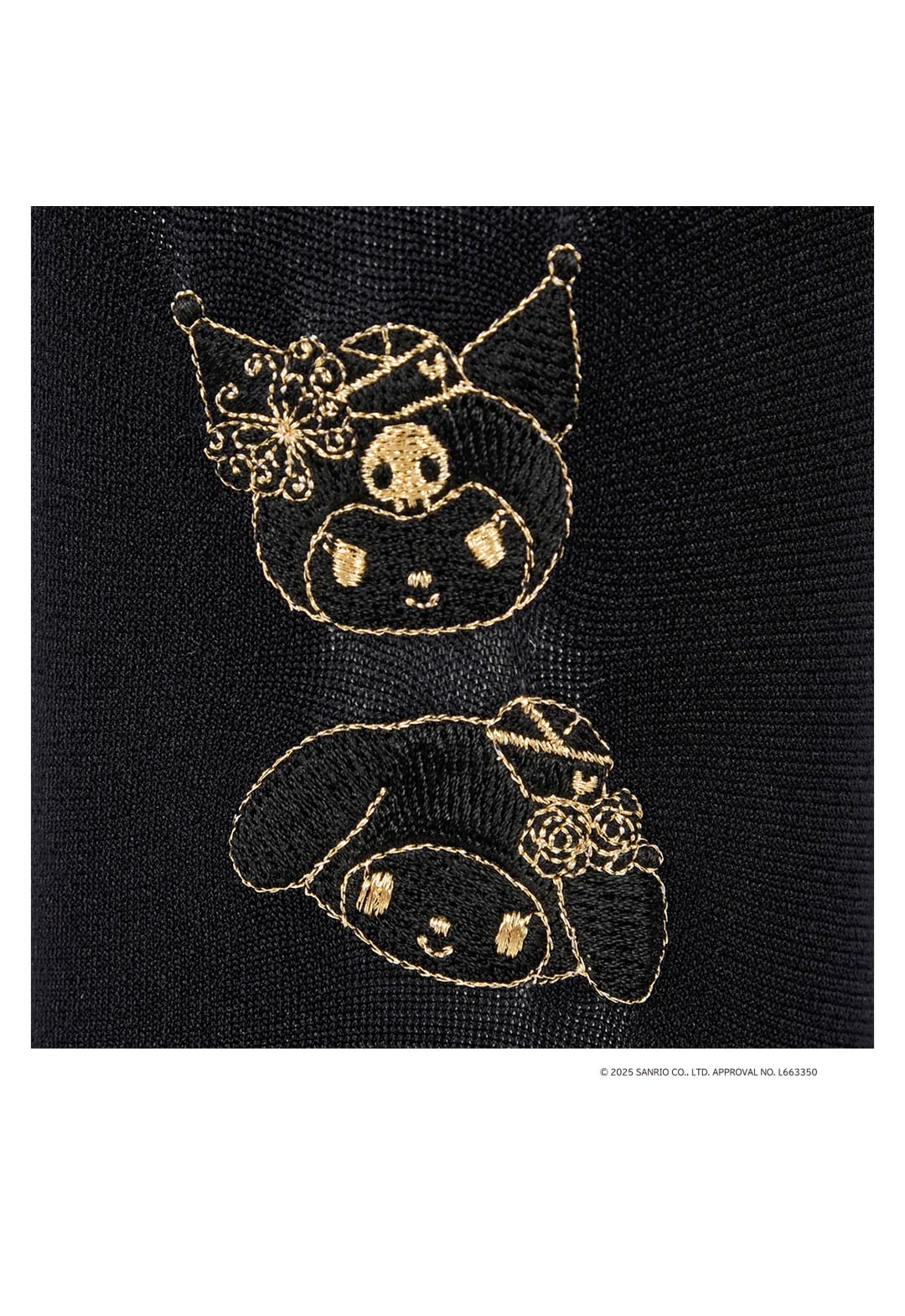 Kuromi & My Melody tights with gold embroidery