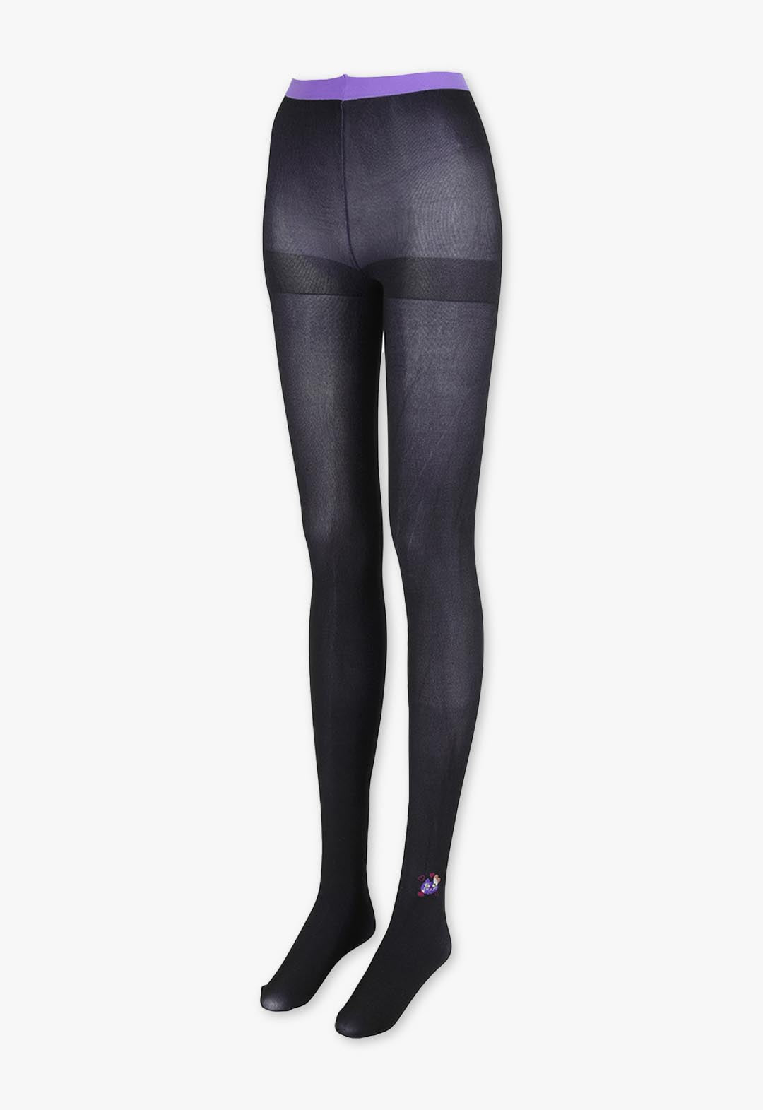 Faux color embroidered tights