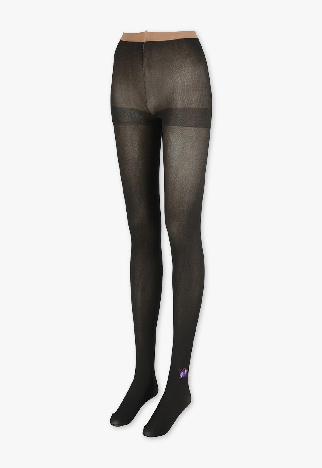 Faux color embroidered tights