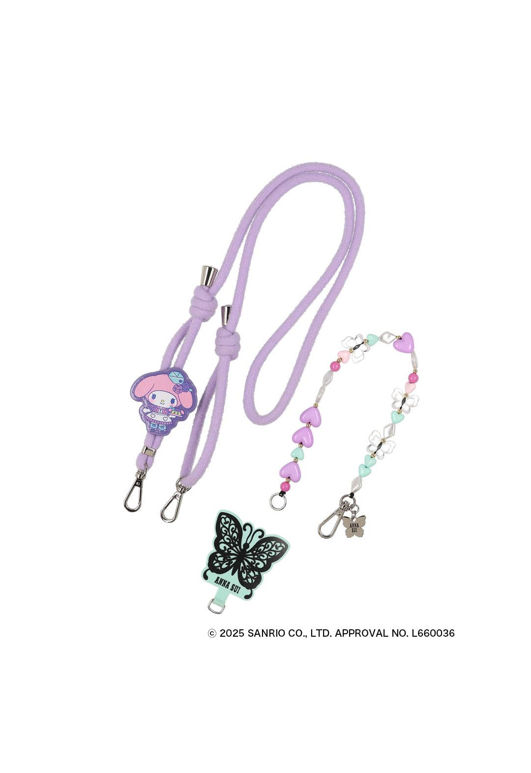 ANNA SUI × MY MELODY & KUROMI スマホストラップ(パープル)