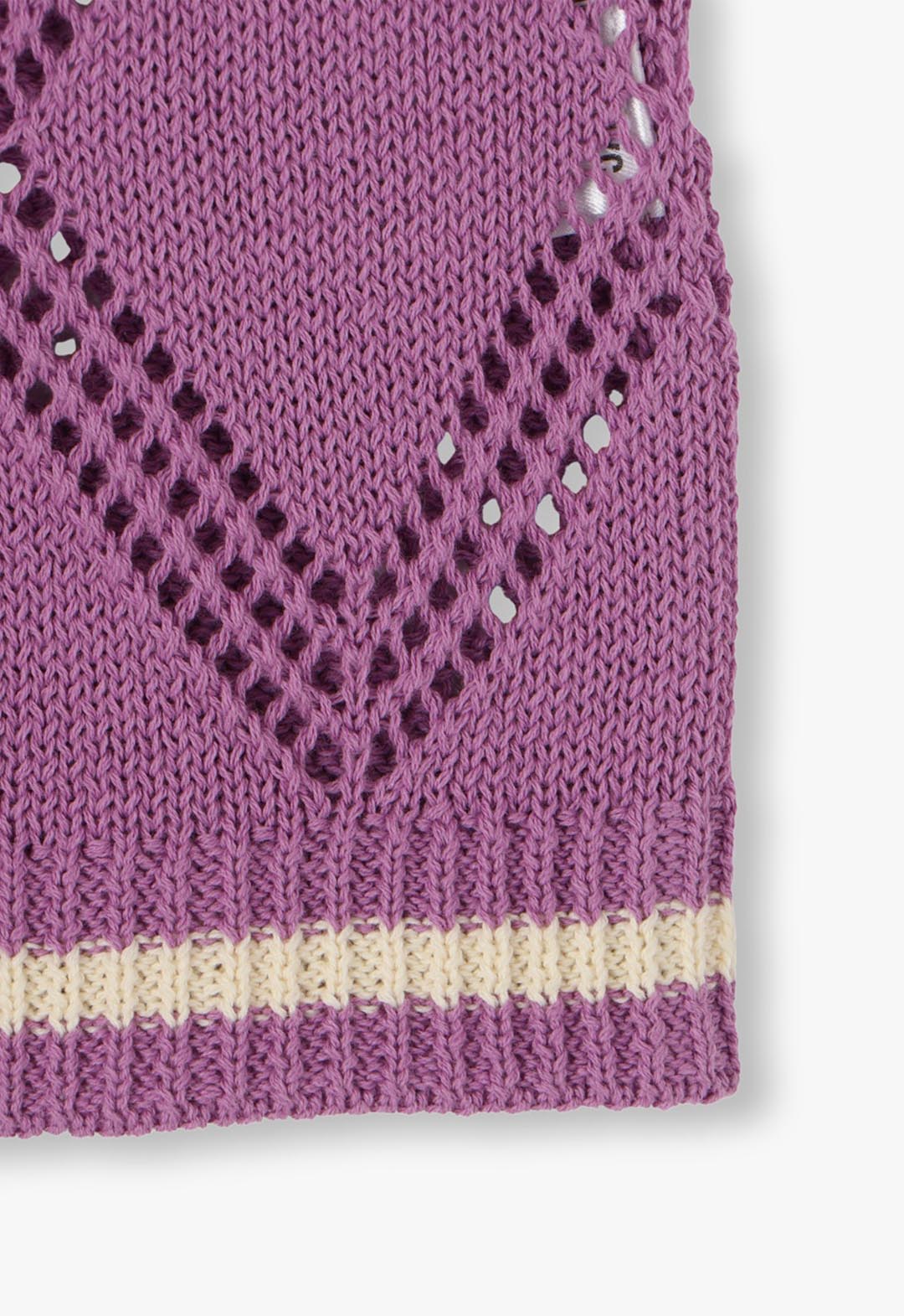 Crochet-like sheer knit polo