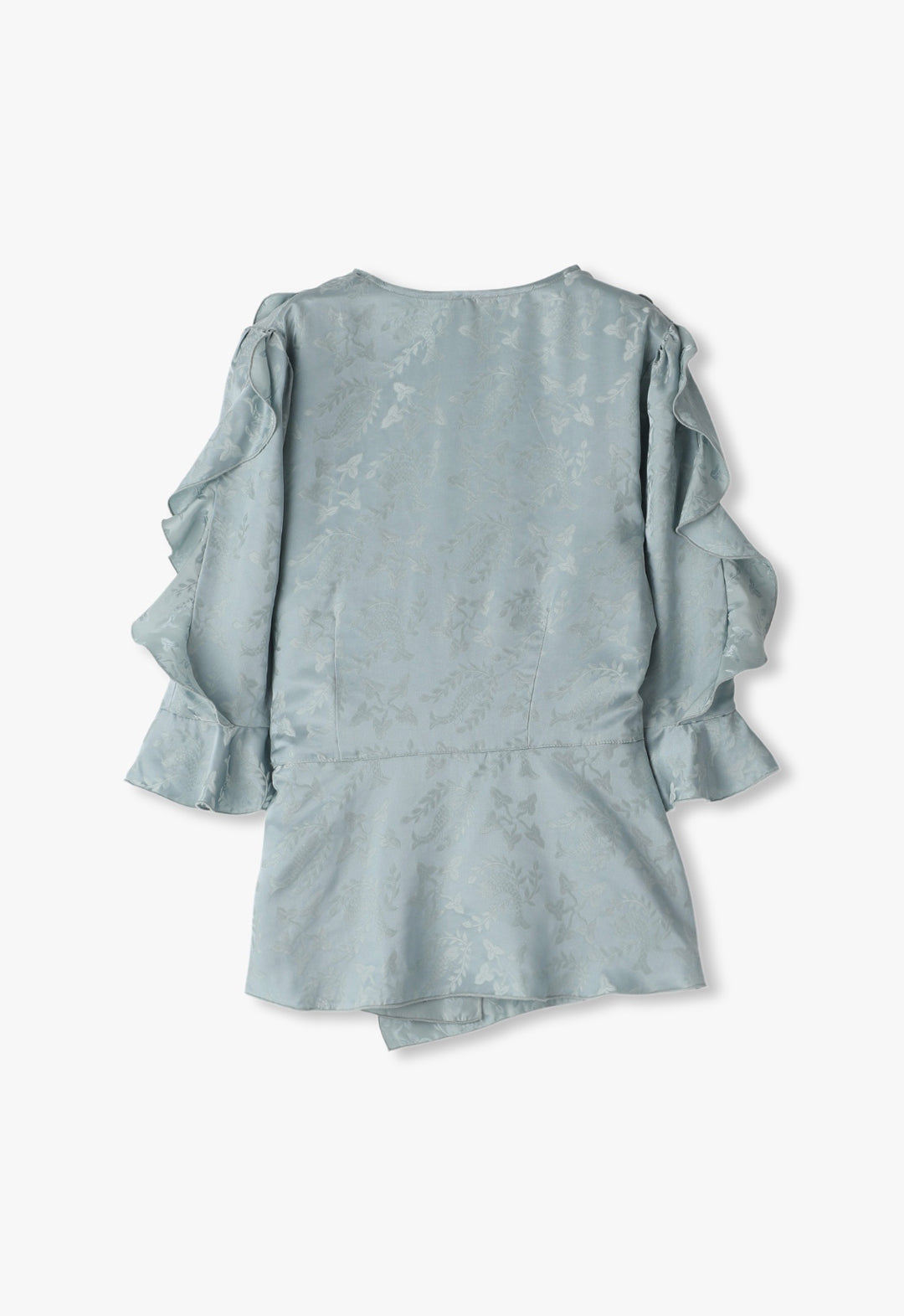 PISCES SATIN JACQUARD RUFFLE TIE TOP