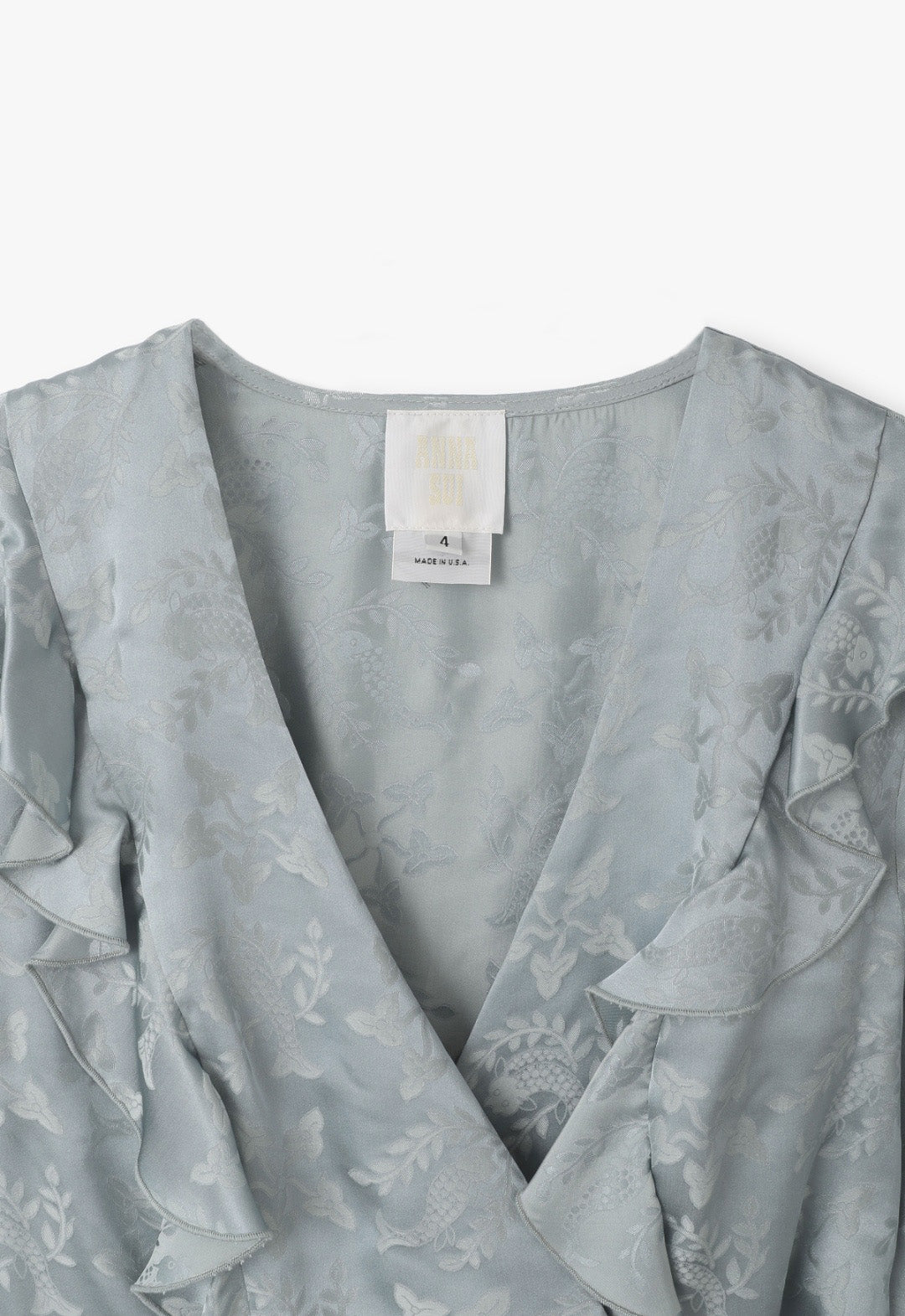 PISCES SATIN JACQUARD RUFFLE TIE TOP