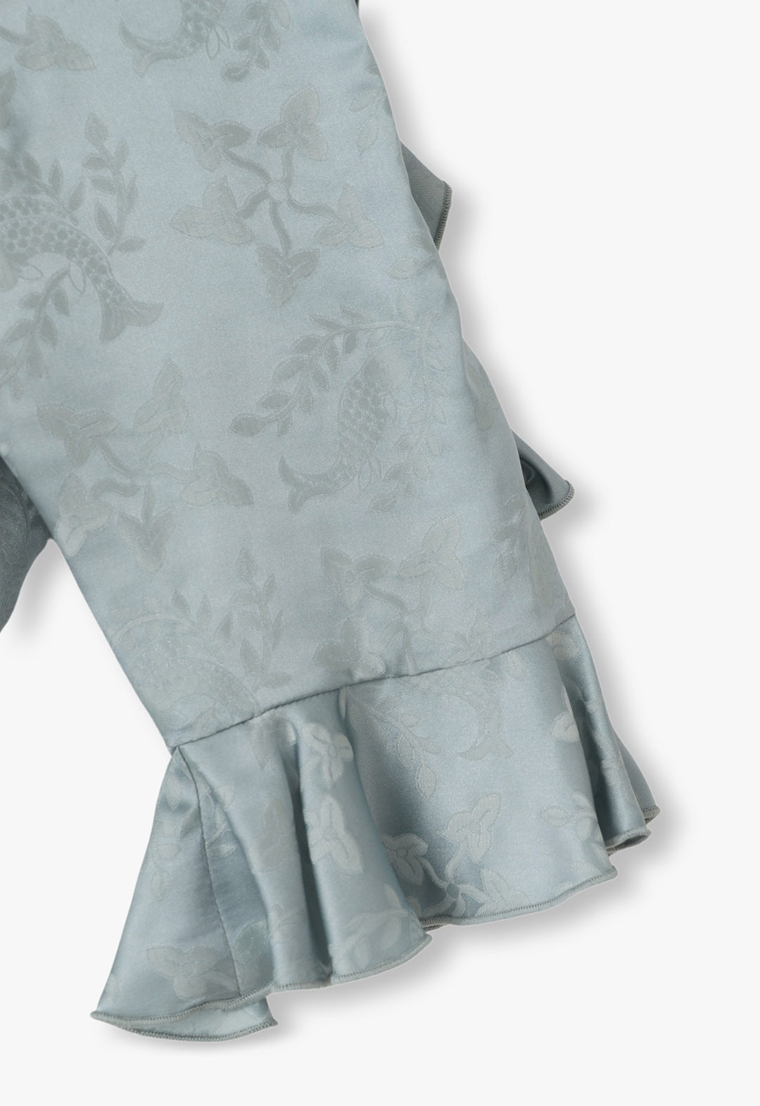 PISCES SATIN JACQUARD RUFFLE TIE TOP