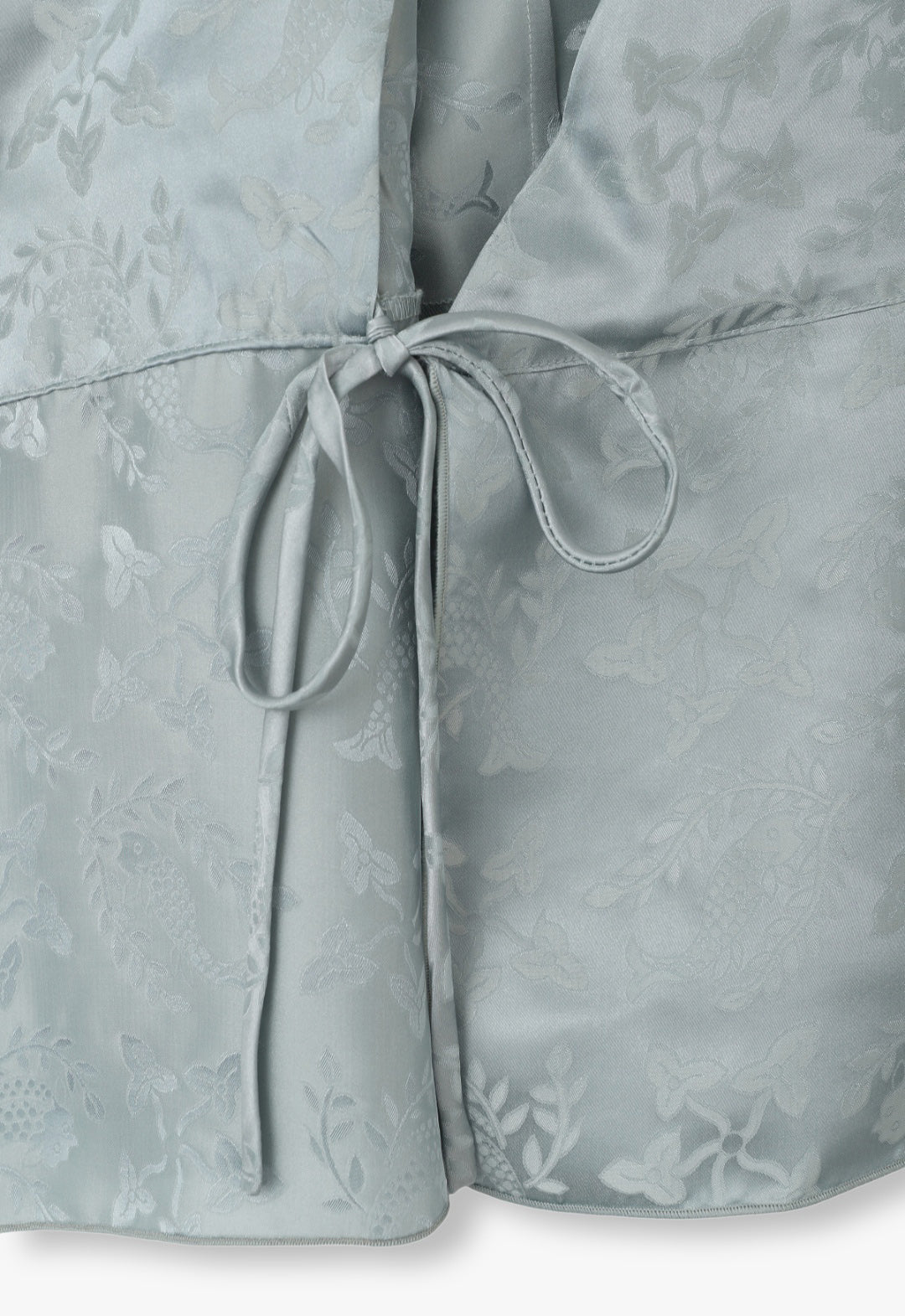 PISCES SATIN JACQUARD RUFFLE TIE TOP