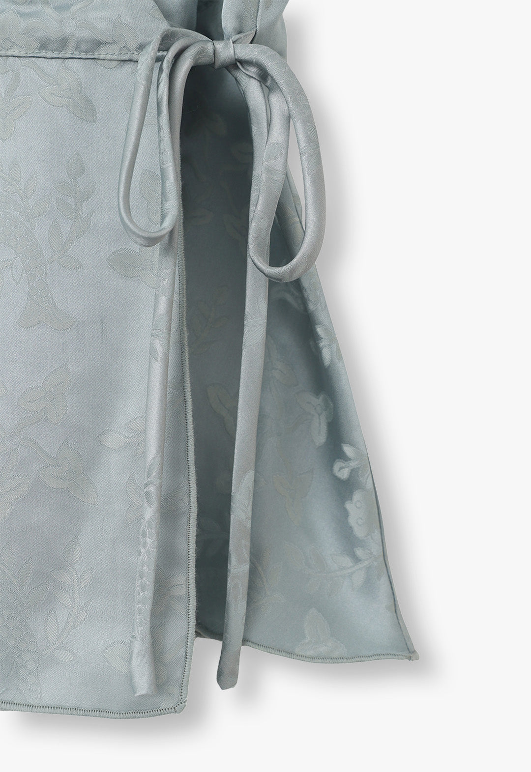 PISCES SATIN JACQUARD RUFFLE TIE TOP