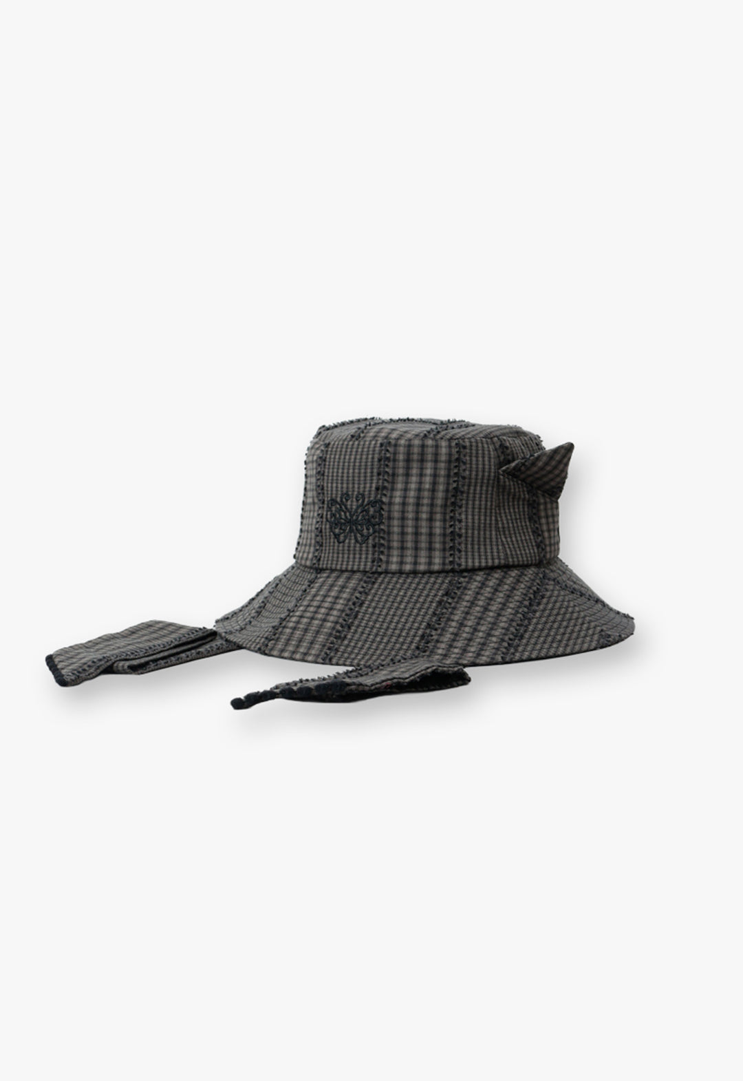 Cat ear checkered cloche hat