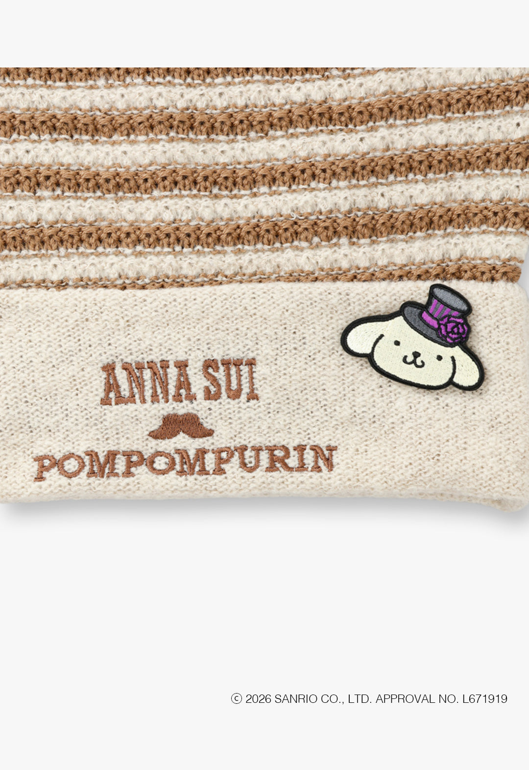 ANNA SUI x Cat ear watch with pom pom purin embroidery brooch