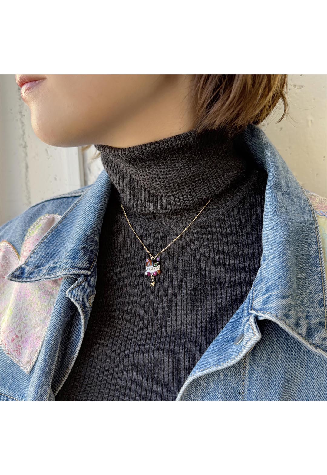 印花布TiTi图案短项链