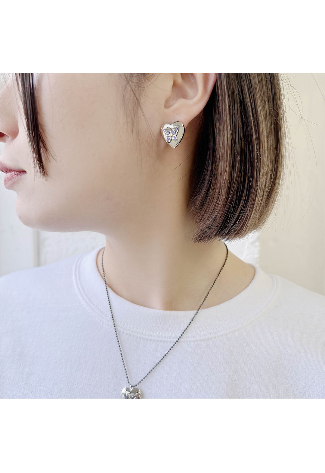 ハート 蝶モチーフ ピアス