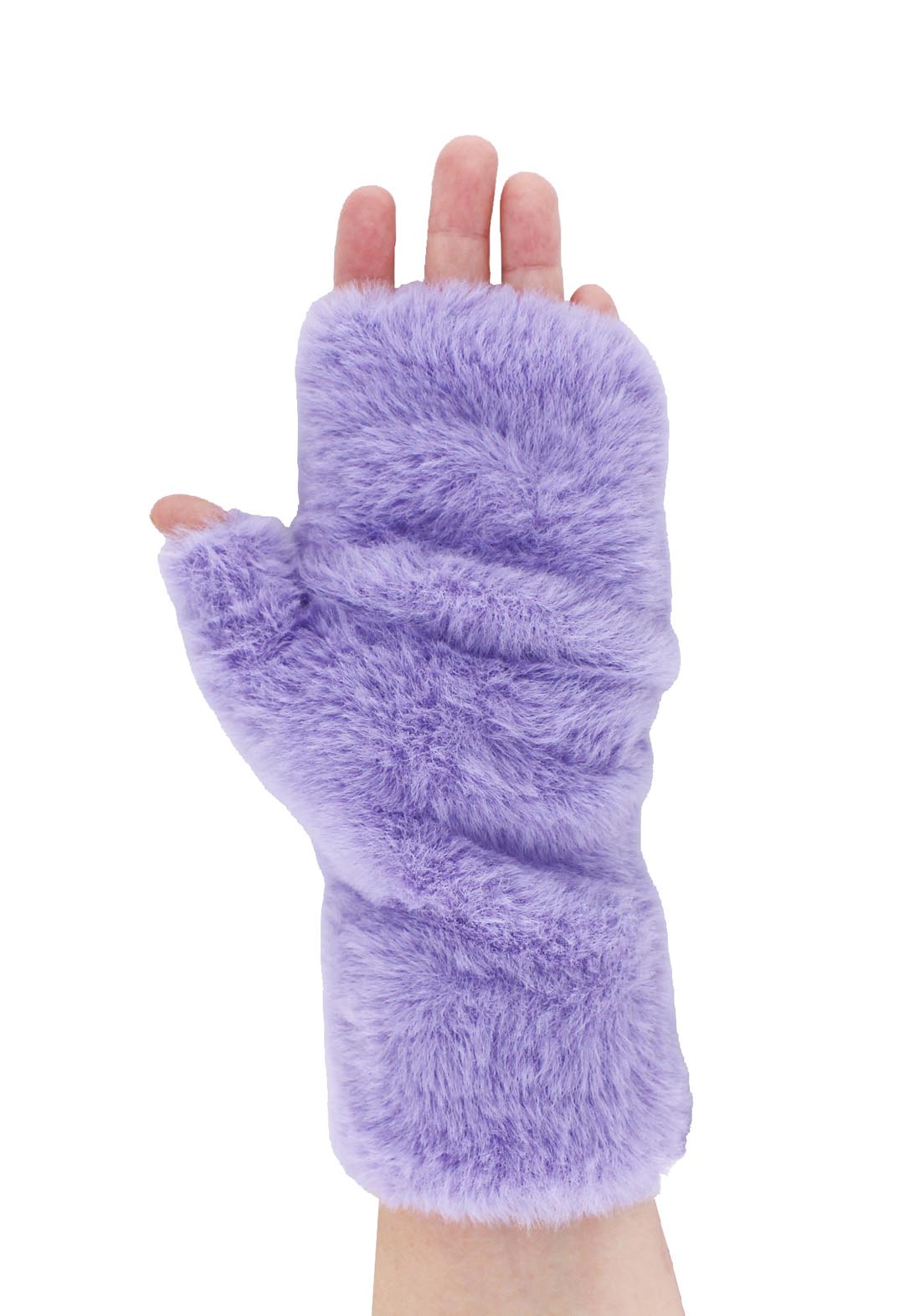 Fluffy, smartphone-compatible knitted mittens.