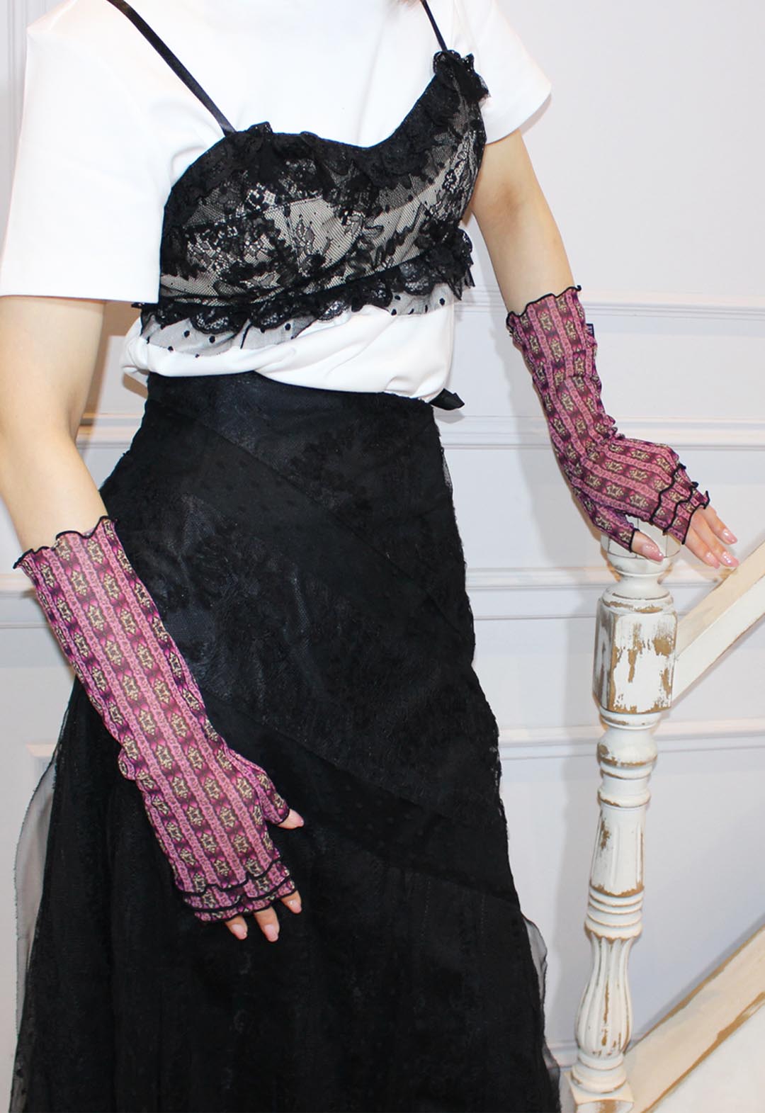 UV Protection Semi-Long Fingerless Gloves for Resorts