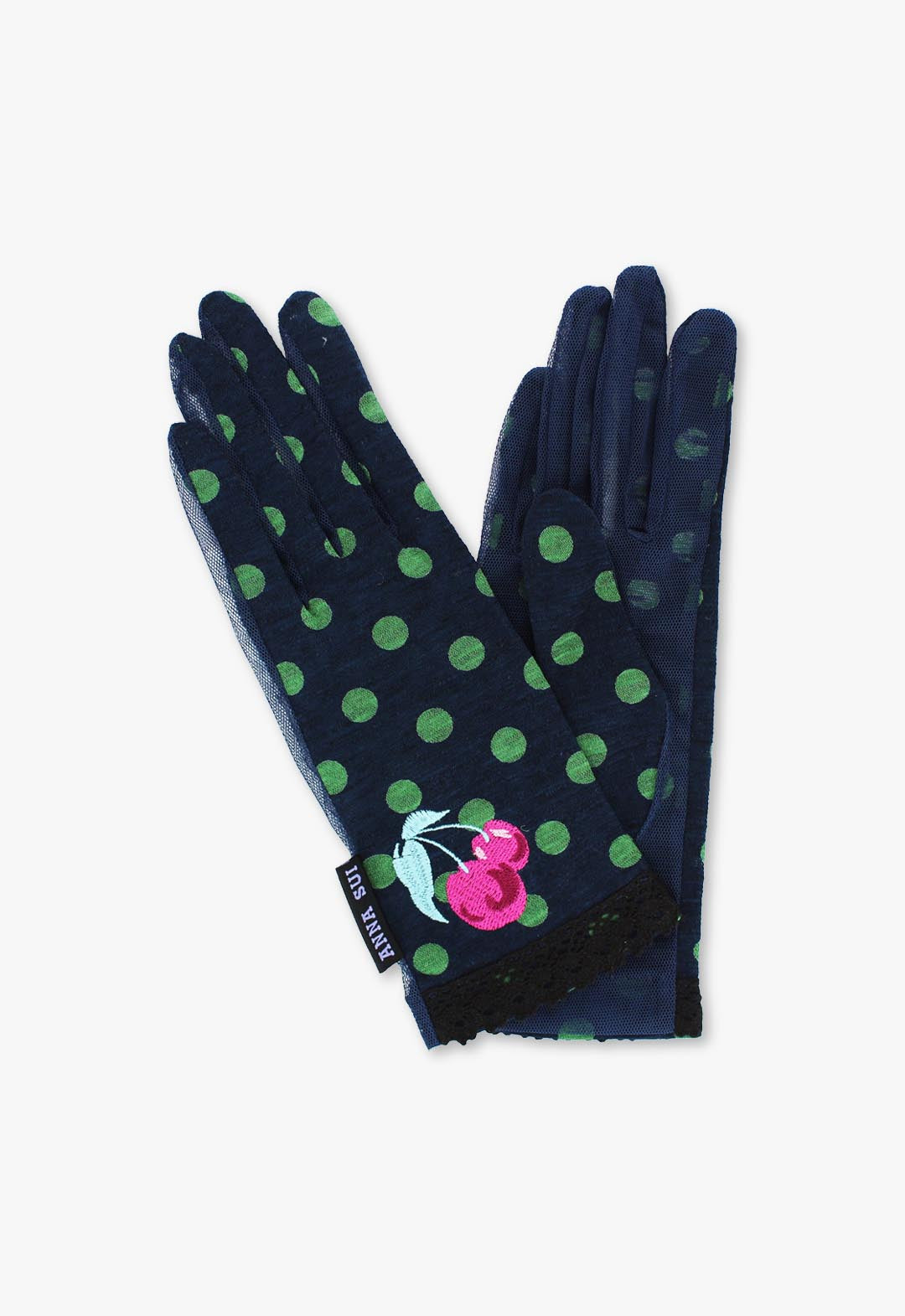 UV-cut short gloves with cherry pattern