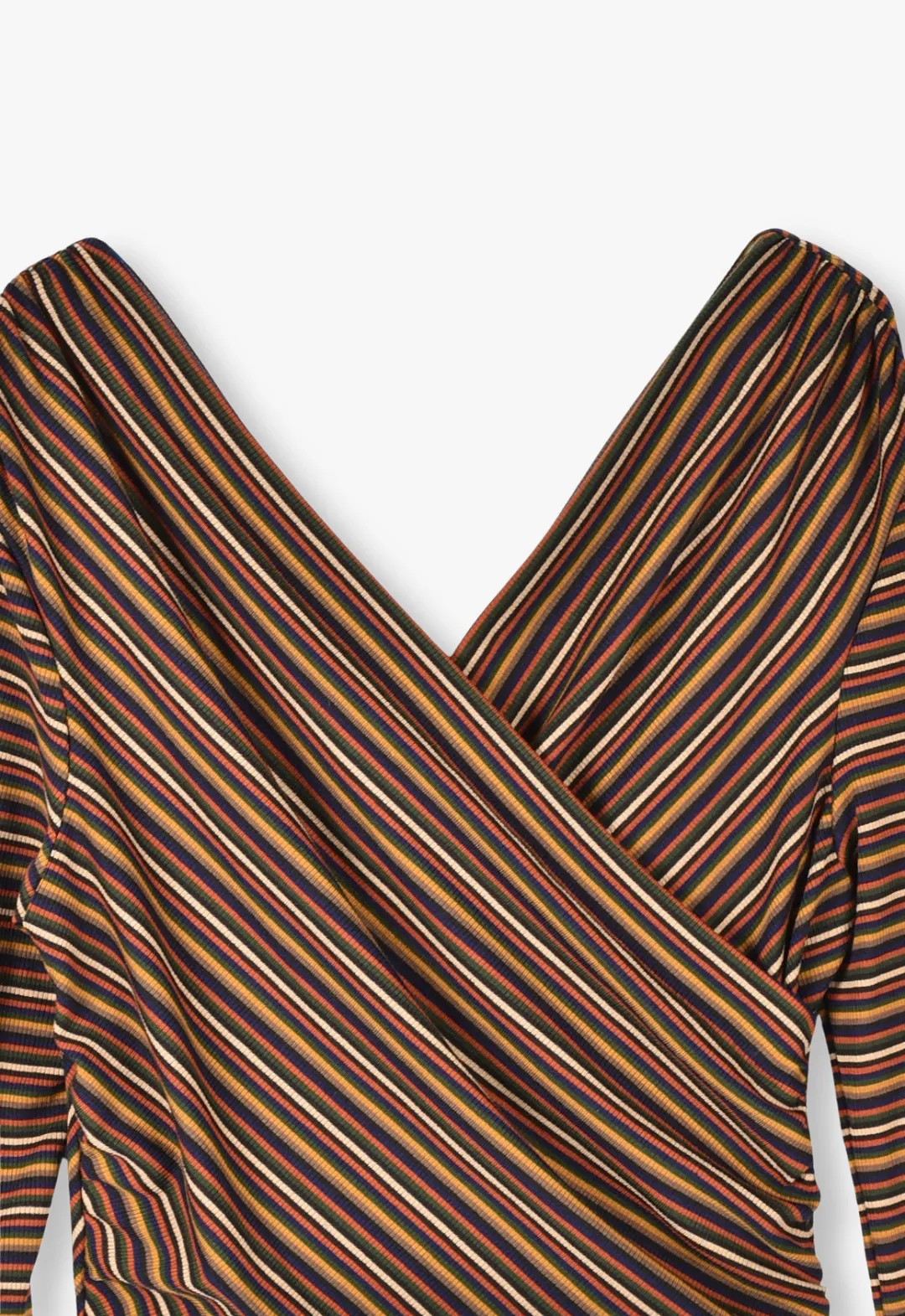 VENETIAN STRIPE V-NECK CROPPED TOP