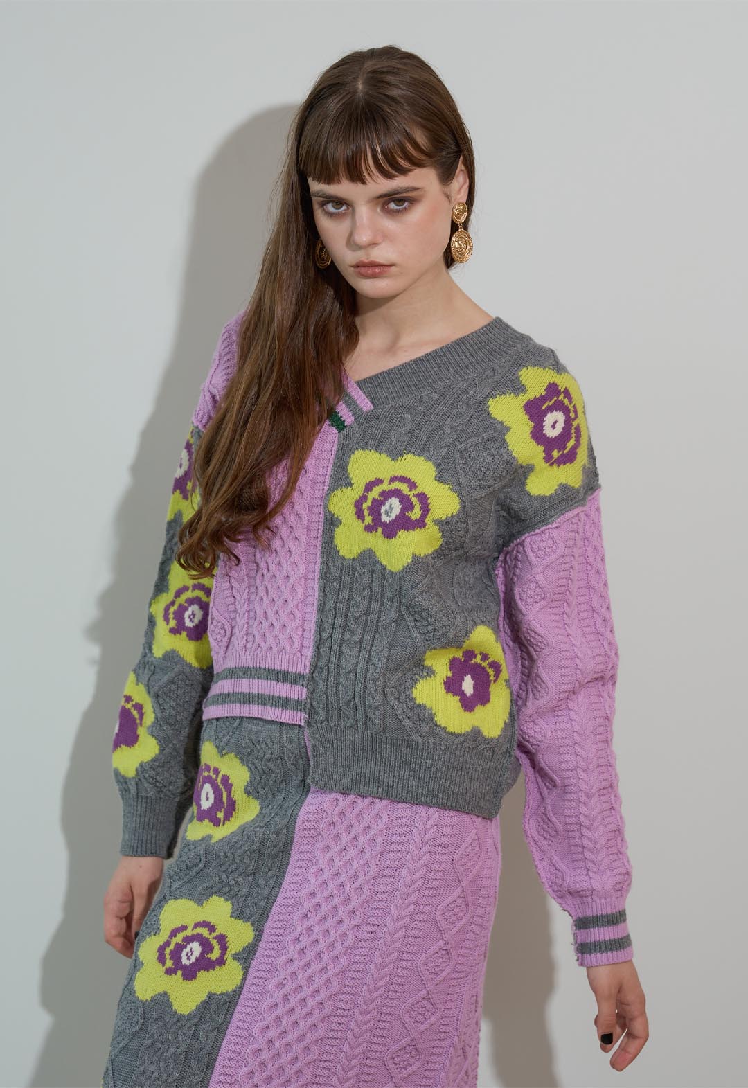 Floral pattern MIX jacquard pullover