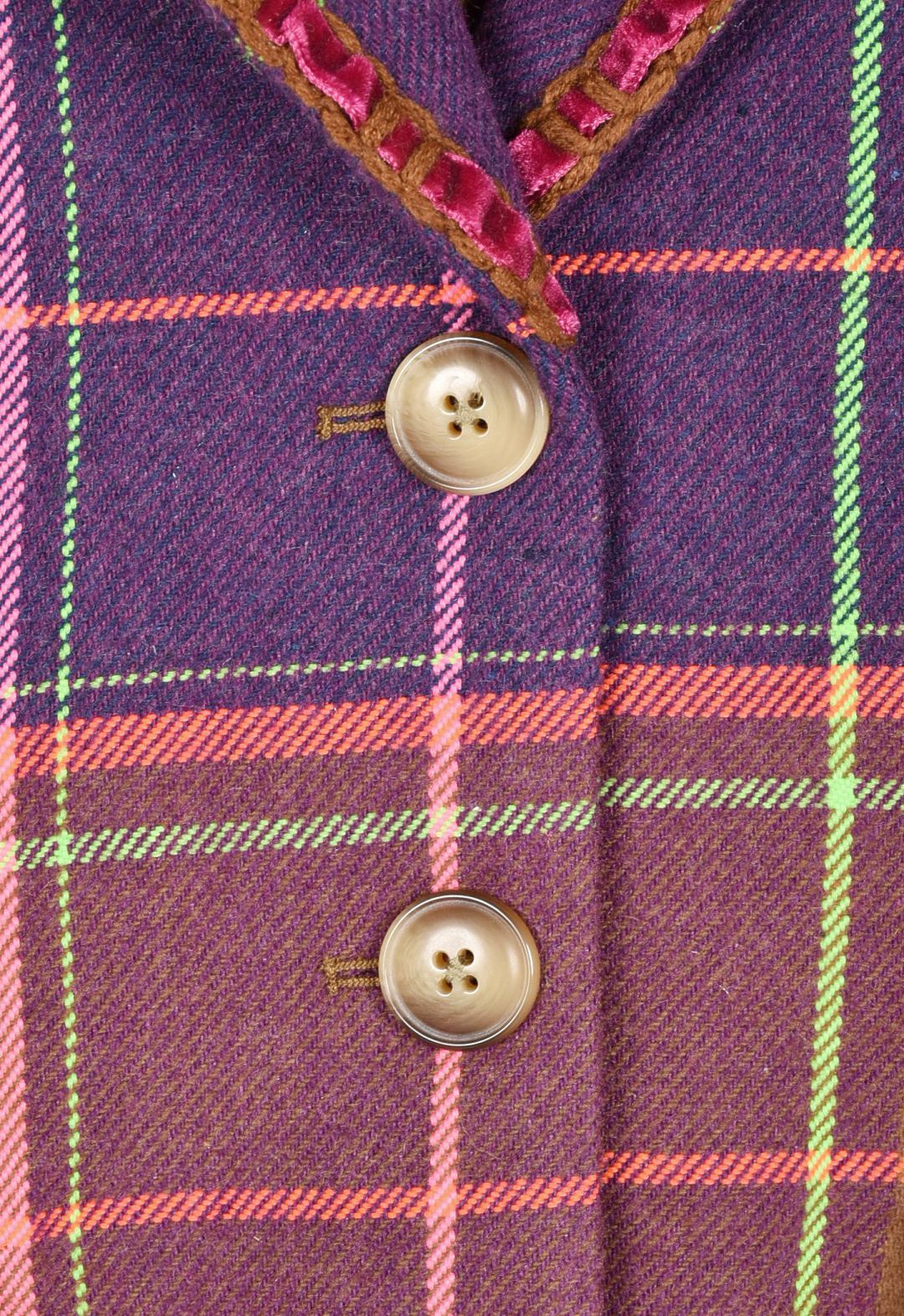 CARAMEL & MAGENTA PLAID RIBBON JACKET