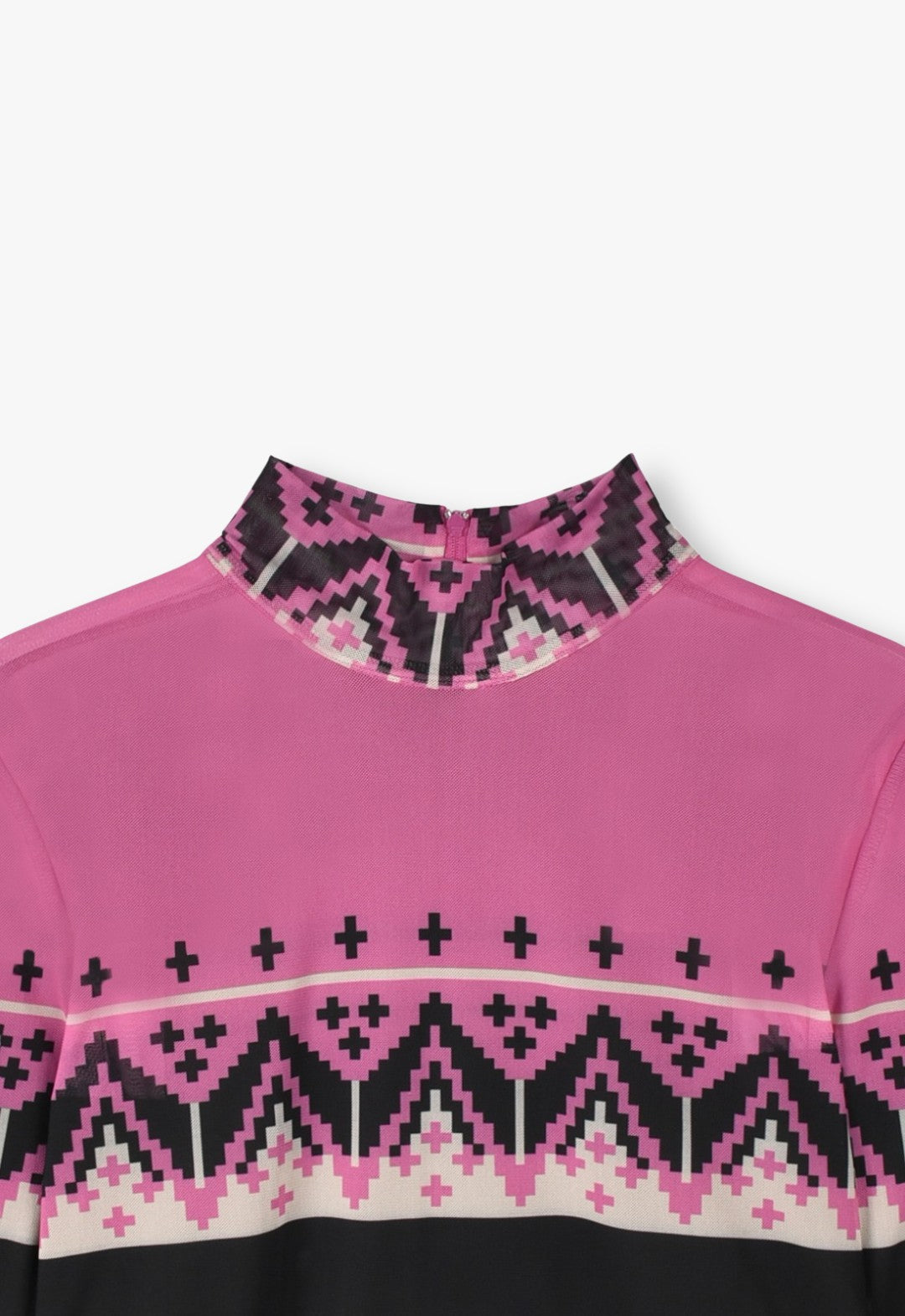 FAIR ISLE MESH TURTLENECK TOP