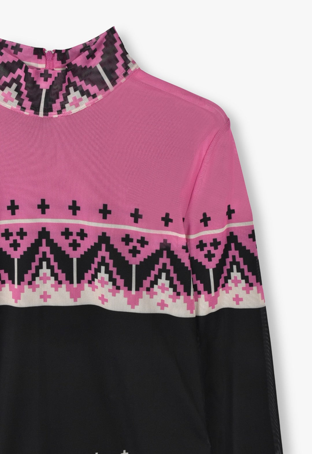 FAIR ISLE MESH TURTLENECK TOP