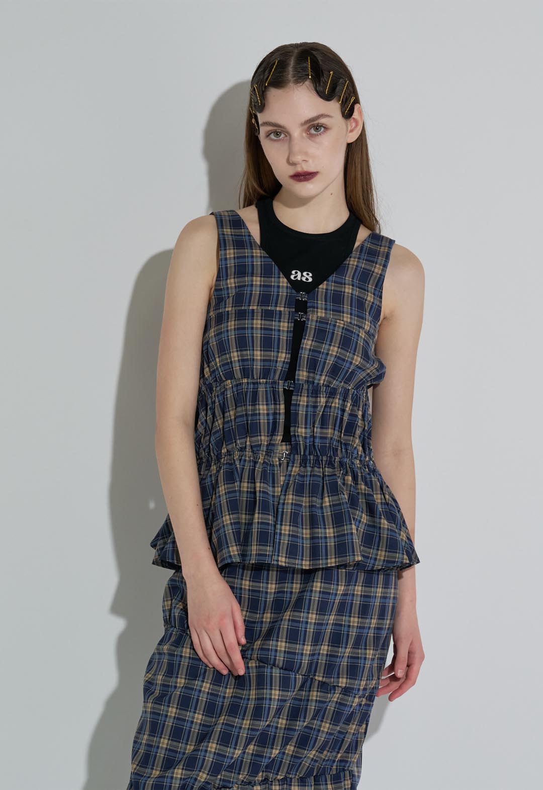 Checked Shirred Cami