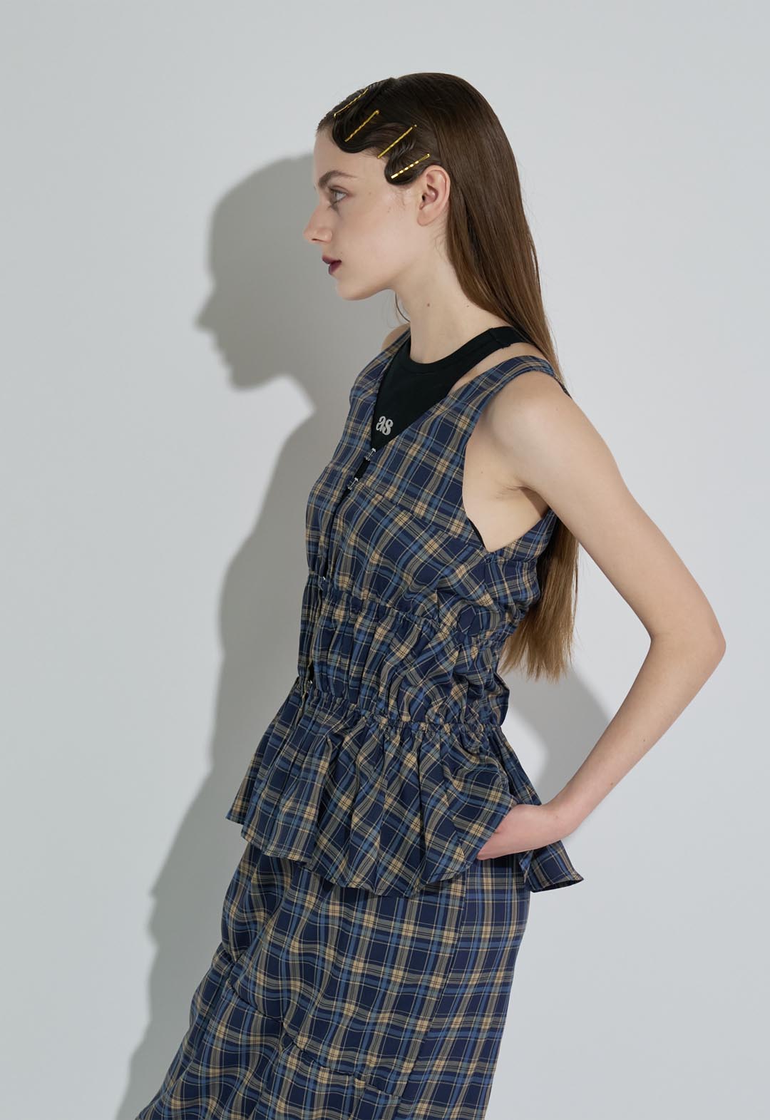 Checked Shirred Cami