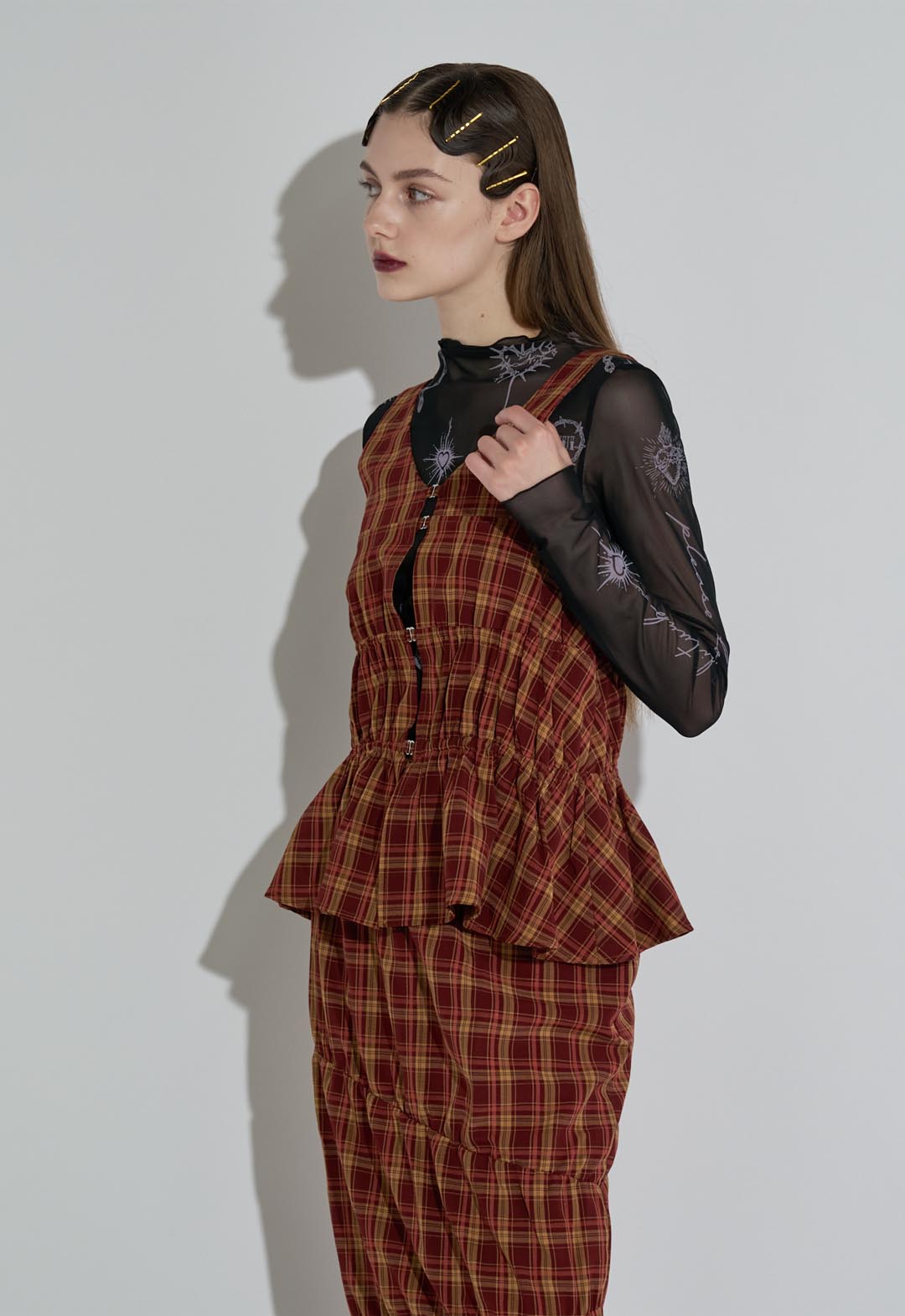 Checked Shirred Cami