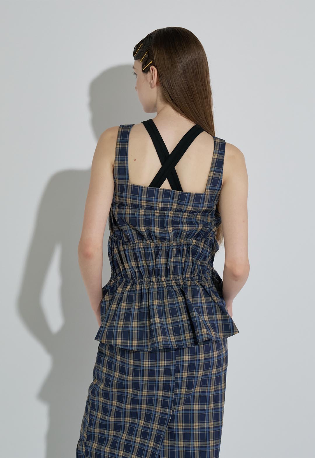 Checked Shirred Cami