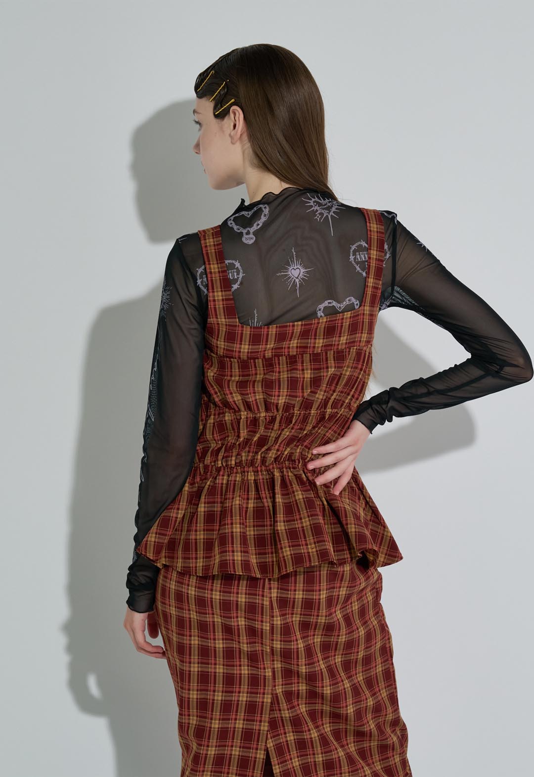 Checked Shirred Cami