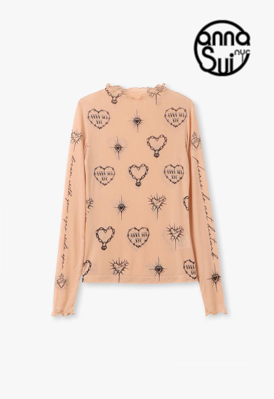 Heart print sheer top