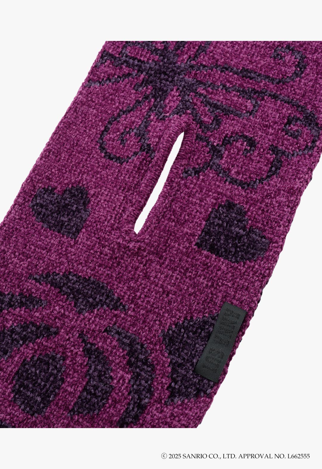 マイメロディ&クロミ 刺繍ブローチ付きモールニットマフラー
