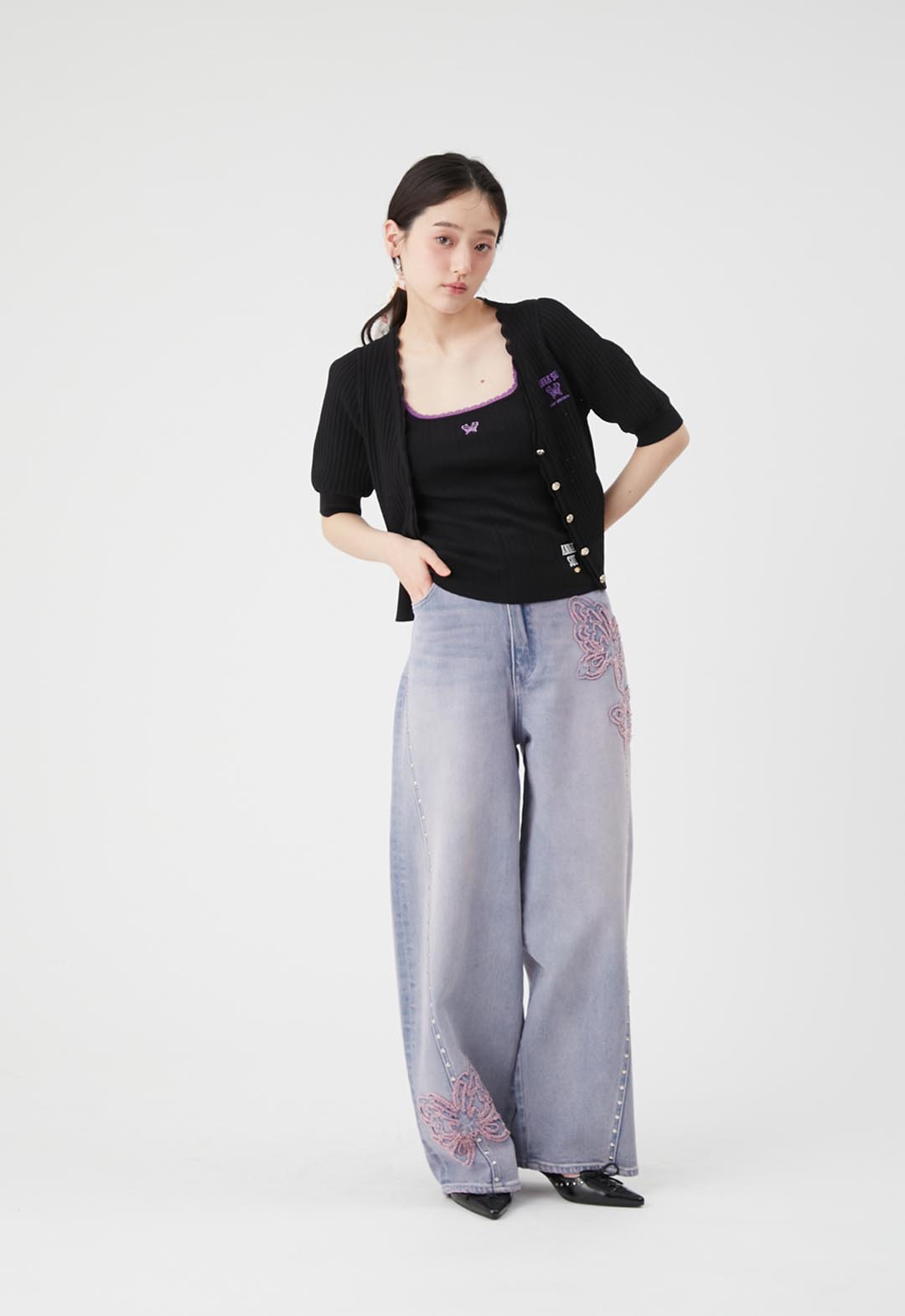 【LILY BROWN×ANNA SUI】Butterfly Wide Denim Pants